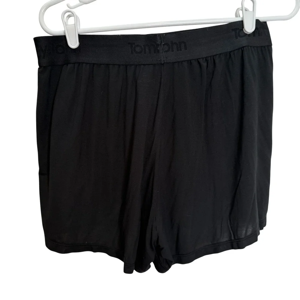 Tommy John Mens Second Skin Lounge Shorts Black Micro Modal Size Medium Pocket